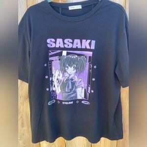 ROMWE cyclones Sasaki Black and Purple Graphic women’s T-Shirt size medium